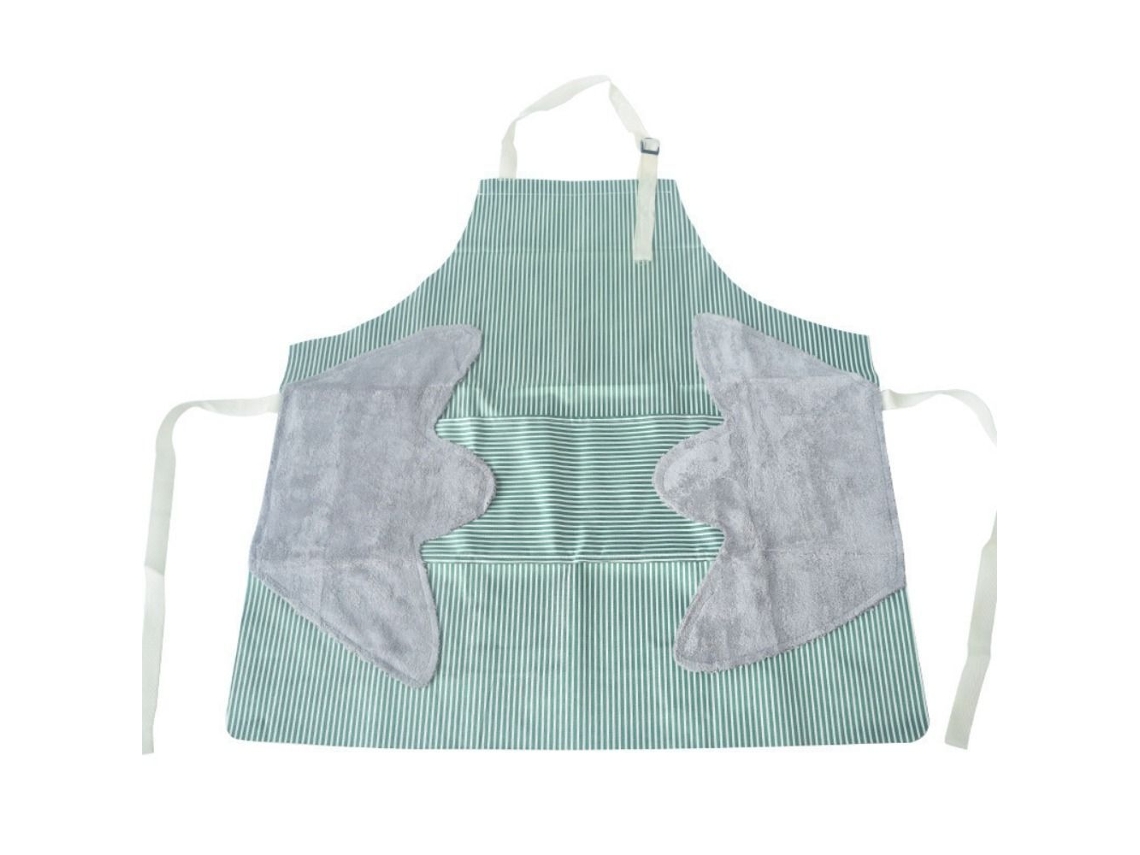 Avental Listrado Impermeável Com Bolsos Avental Feminino Avental De Cozinha Verde