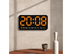 Relógio de Parede Digital Led Branco com Visor Grande Brilho Ajustável Controle de Voz Temperatura e Alarme de Mesa MDUG