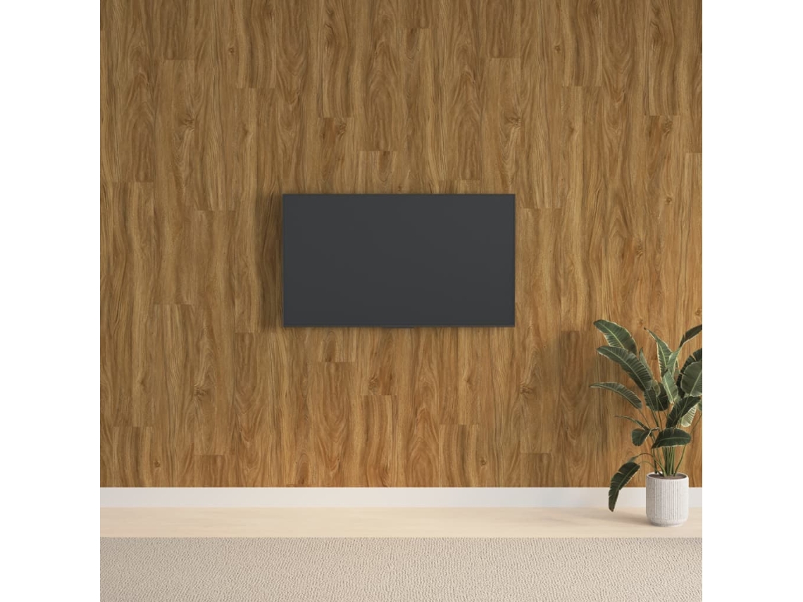 Vidaxl Painel De Parede C/ Aspeto De Madeira 2,06 M² Pvc Castanho
