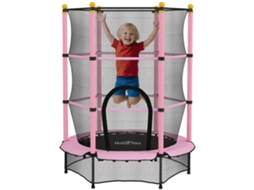 Cama Elástica Infantil Ø140cm Com Entrada Zíper Rosa