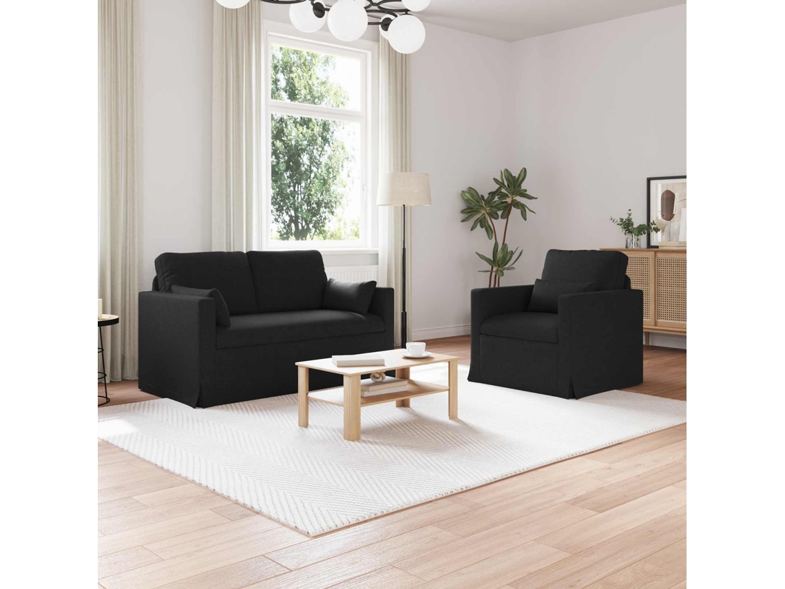 Vidaxl Conjunto De Sofás 2 Unid. Preto Tecido