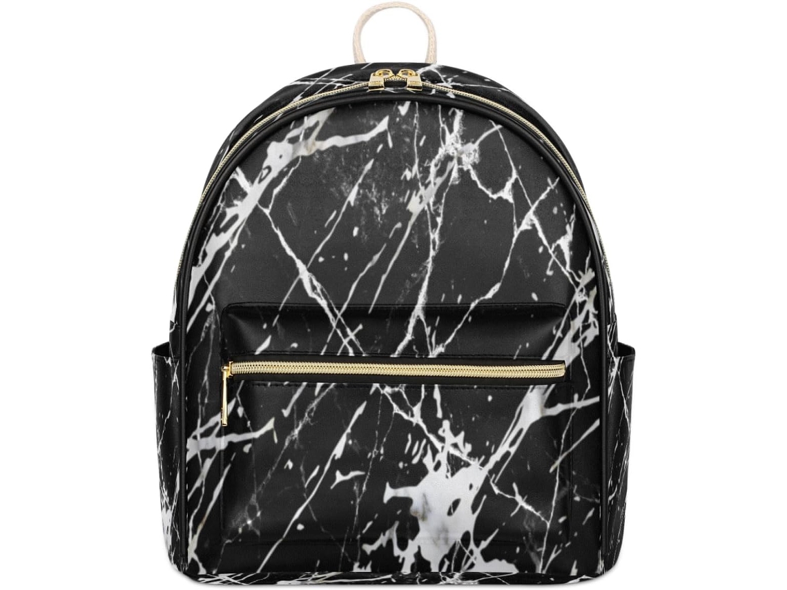 Mochila Tropicallife em Couro Texturizado com Estampa de Mármore para Meninas Estampas Pe Impermeável