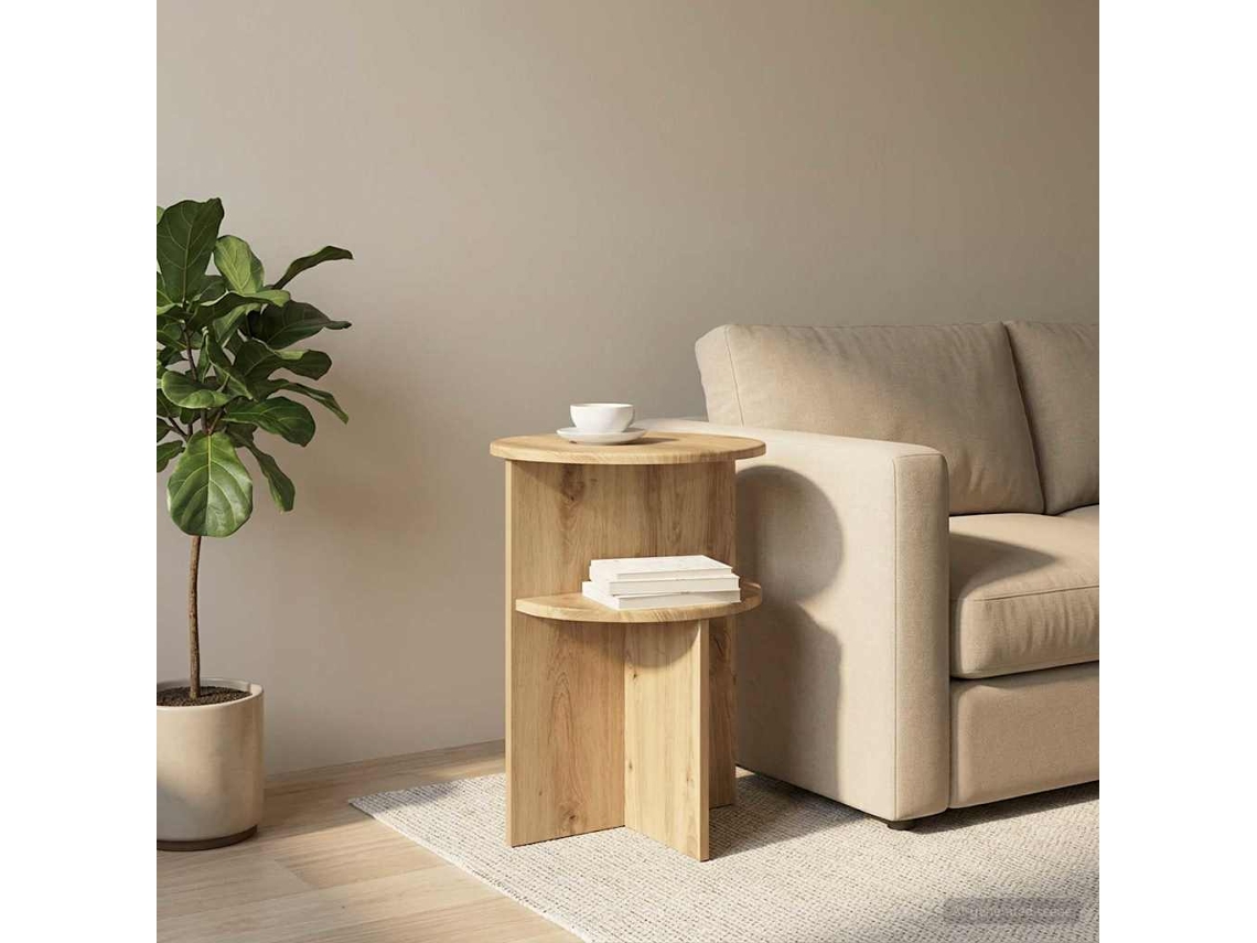 Vidaxl Mesa Lateral Carvalho Arttisan Ø 39,5 X 55 Cm