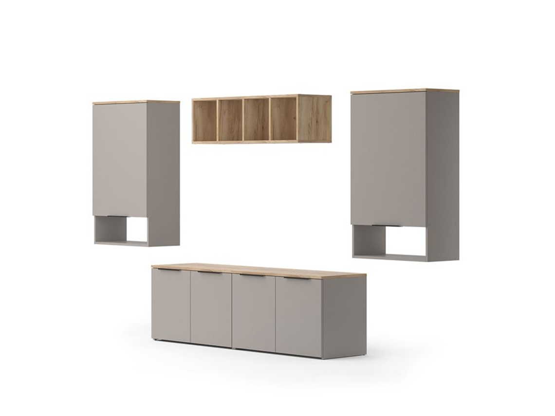 Meuble Paroi Wido, 5 Partes, Grège, Sonoma, Vicco 2