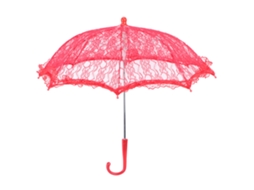 Guarda chuva de Casamento com Bordado, Acessório para Fotos e Decoração de Noiva Vermelho LAXISCREED