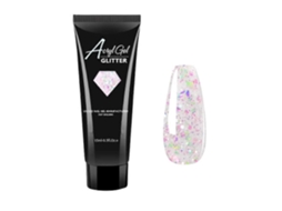 Gel de Unhas Poly Transparente com Glitter, 15ml, Extensão Uv/led Longa Duração para Uso em Salão Ou e M Casa. GOKOCO