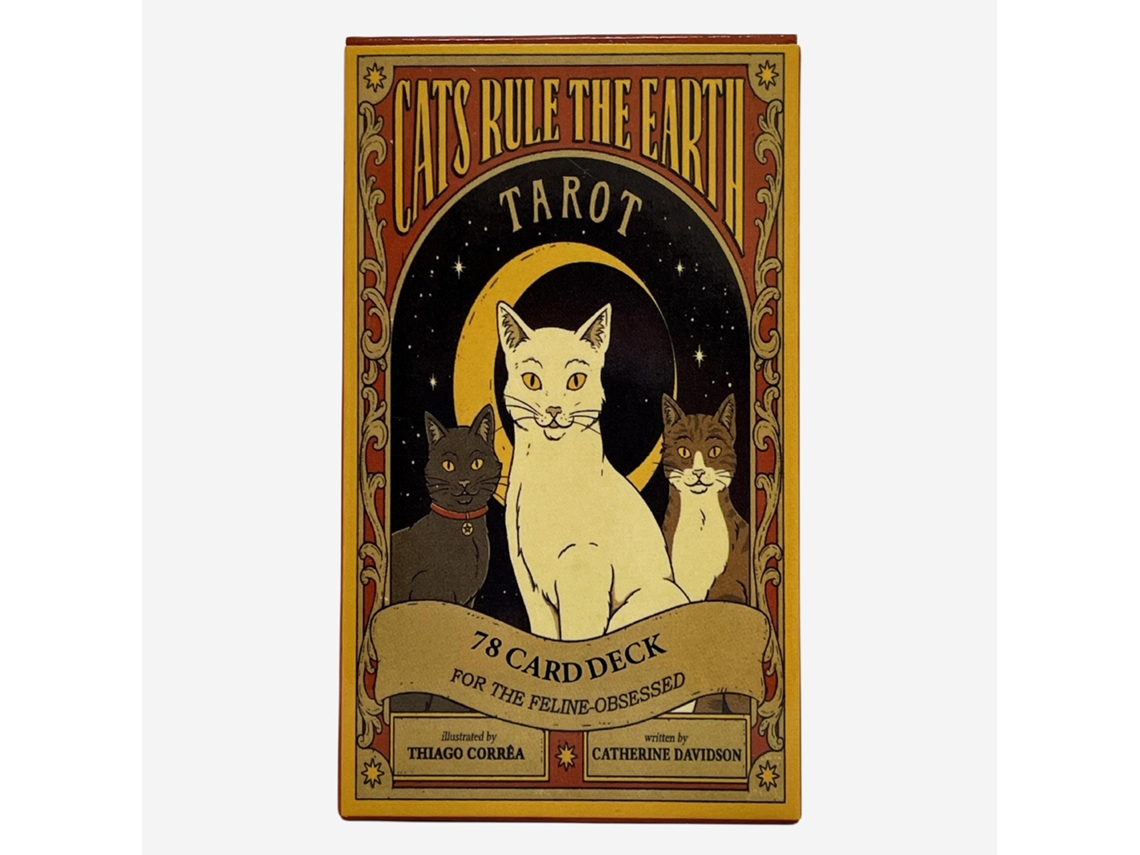 Tarô "o Gato Governa A Terra" - Conjunto Com 78 Cartas Em Caixa Colorida