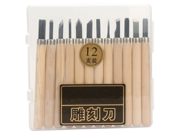 Conjunto de 12 Ferramentas de Escultura YURU em Carpintaria com Lâmina Sk2 e Alça de Faia
