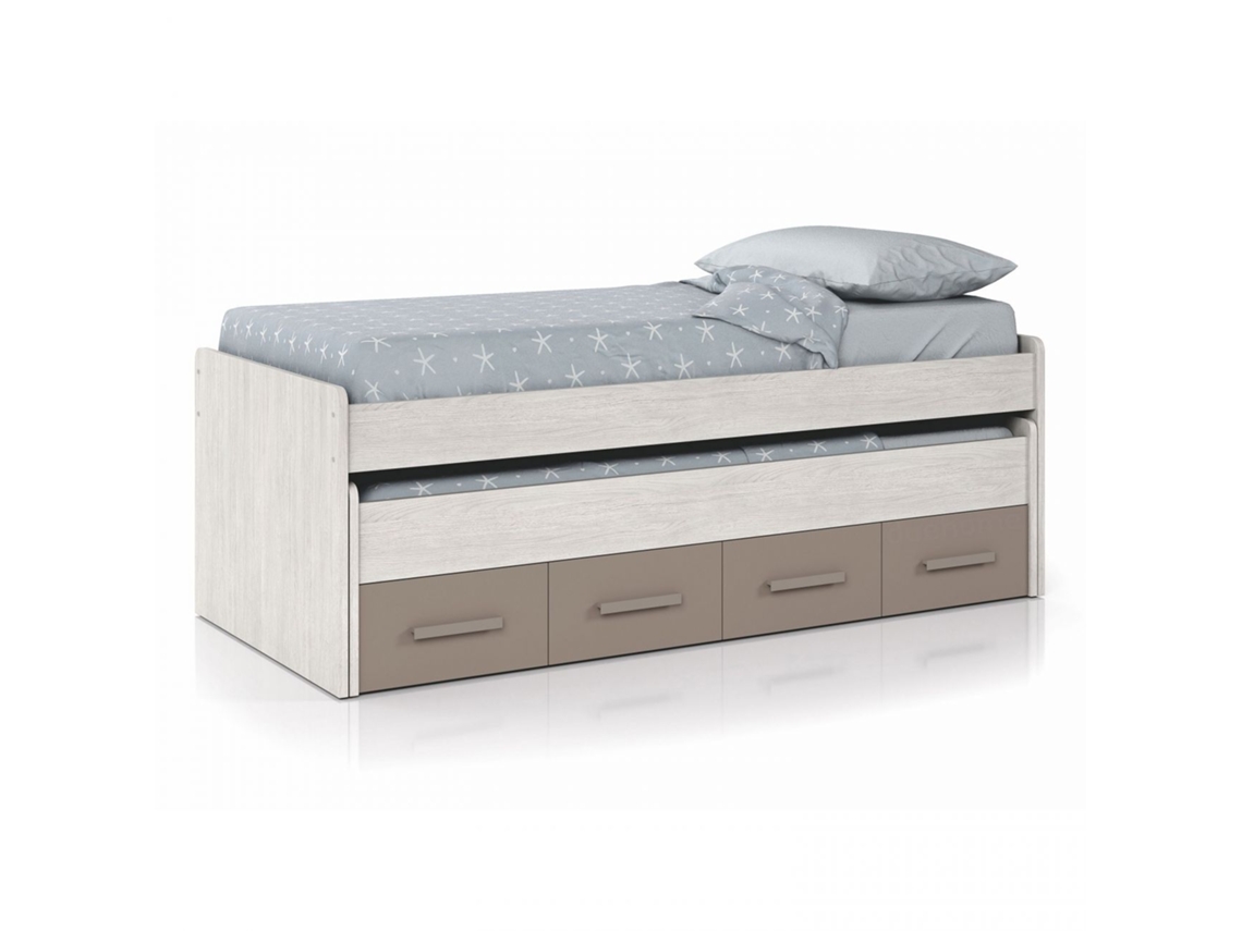 Cama de casal juvenil Ares Alpes Brancos - Basalto 198 x 69 x 96cm cm