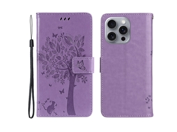 Capa Em Couro Pu, Para Apple Iphone 16 Pro Max - Roxo Claro