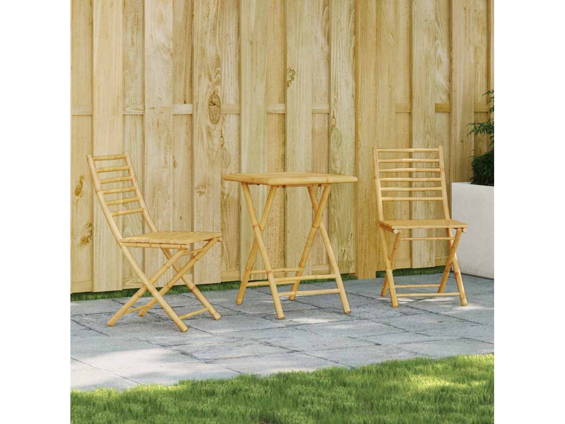 Vidaxl 3 Pcs Conjunto De Bistrô Em Bambu
