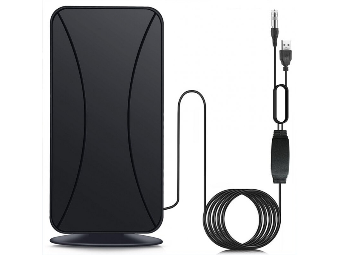 Antena de Tv Digital 1080P Interior Exterior Dvb-T2 5M Hd Tv Antena Global Amplificadores de Sinal Universal Preto