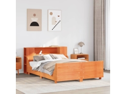 Cama Sem Colchão 135x190 Cm Madeira Pinho Maciça Castanho-mel