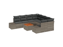 Conjunto 9 Conjunto De Sofá De Jardim Vidaxl Cinzento Vime Pe (264 X 234 X 69 Cm)