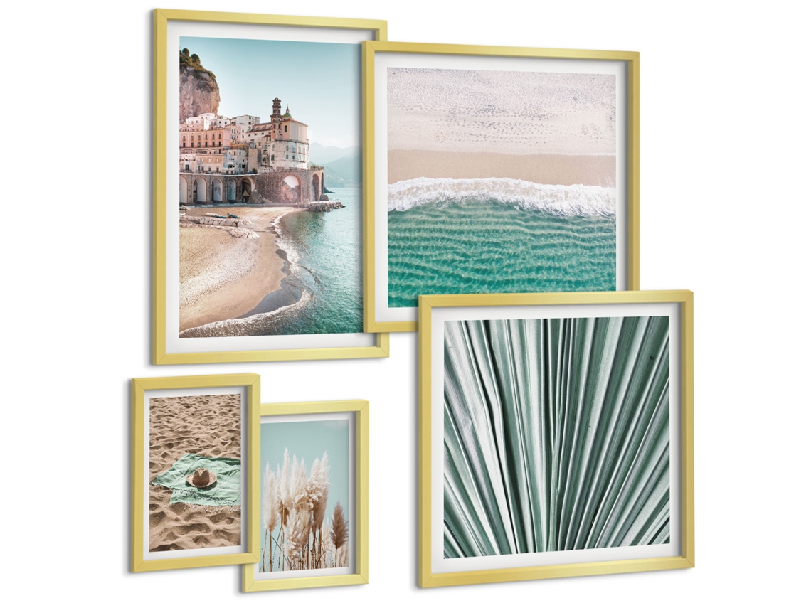 Conjunto De Pinturas Vistas Litorâneas Estilosas Espelharte (5 Peças)