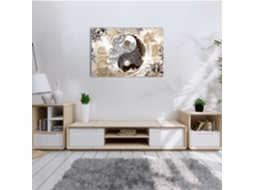 Quadro Moderno DEKOART Ying Yang Abstrato Zen Bege Marrom (120 X 80cm)