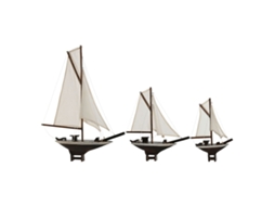 Figura Decorativa Home Esprit Branco Mediterrâneo Marrom 55 X 8 X 70 Cm (3 Peças)