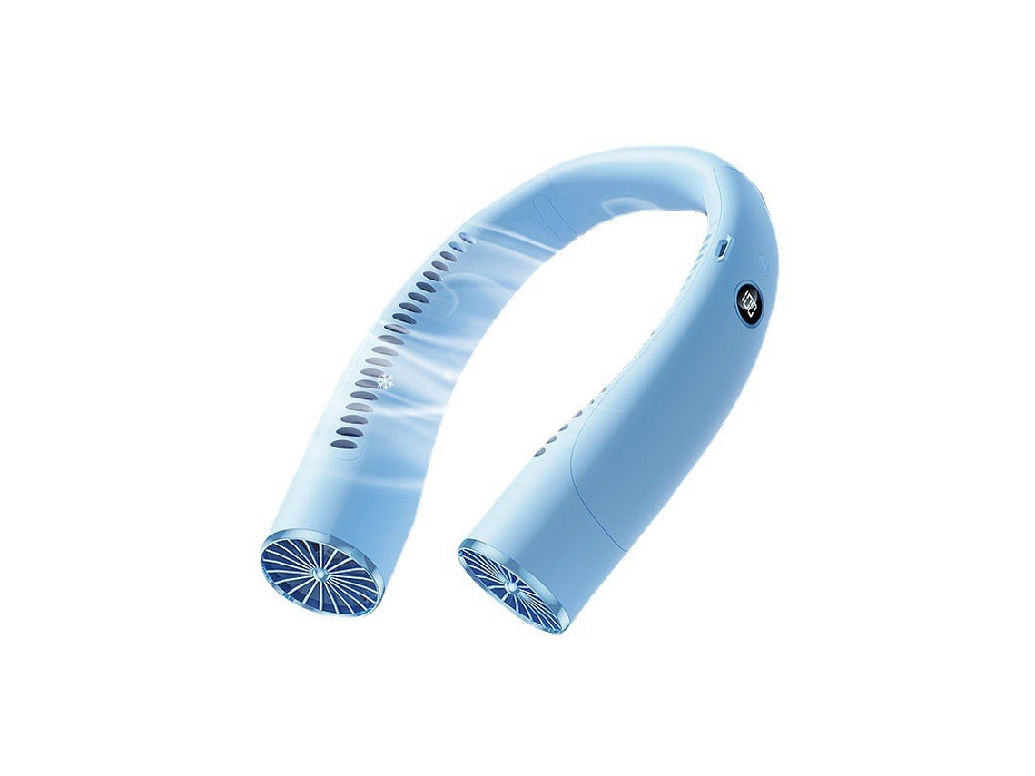 Ventilador de Pescoço Portátil Usb 4000mah Velocidade do Vento Ajustável Ângulo de Rotação Ajustável em 180° MDUG (azul)