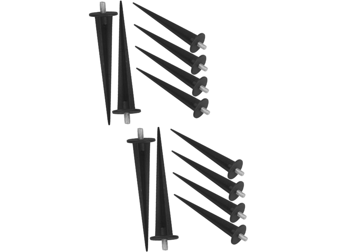 Conjunto De 12 Estacas De Fixação Para Piso, Ideais Para Pátios E Jardins, Perfeitas Para Iluminação Paisagística. Cor: Alumínio Preto.