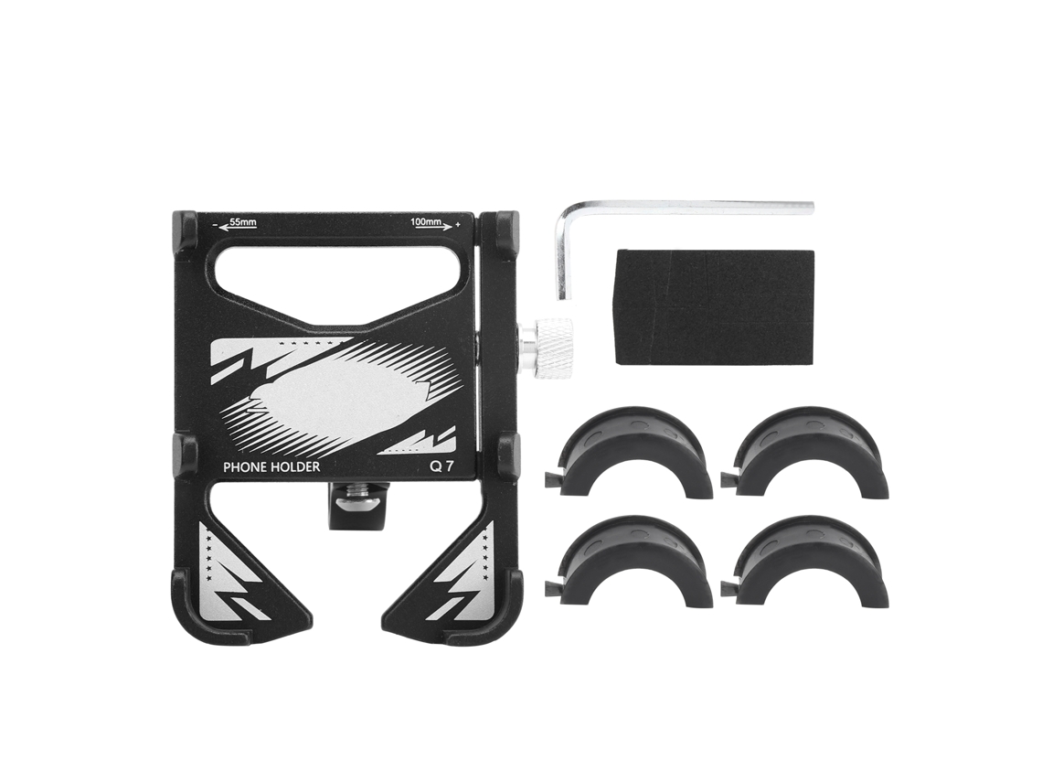 Suporte De Celular Para Bicicleta Em Liga De Alumínio Ajustável Com Rotação 360° Para Guidão Preto