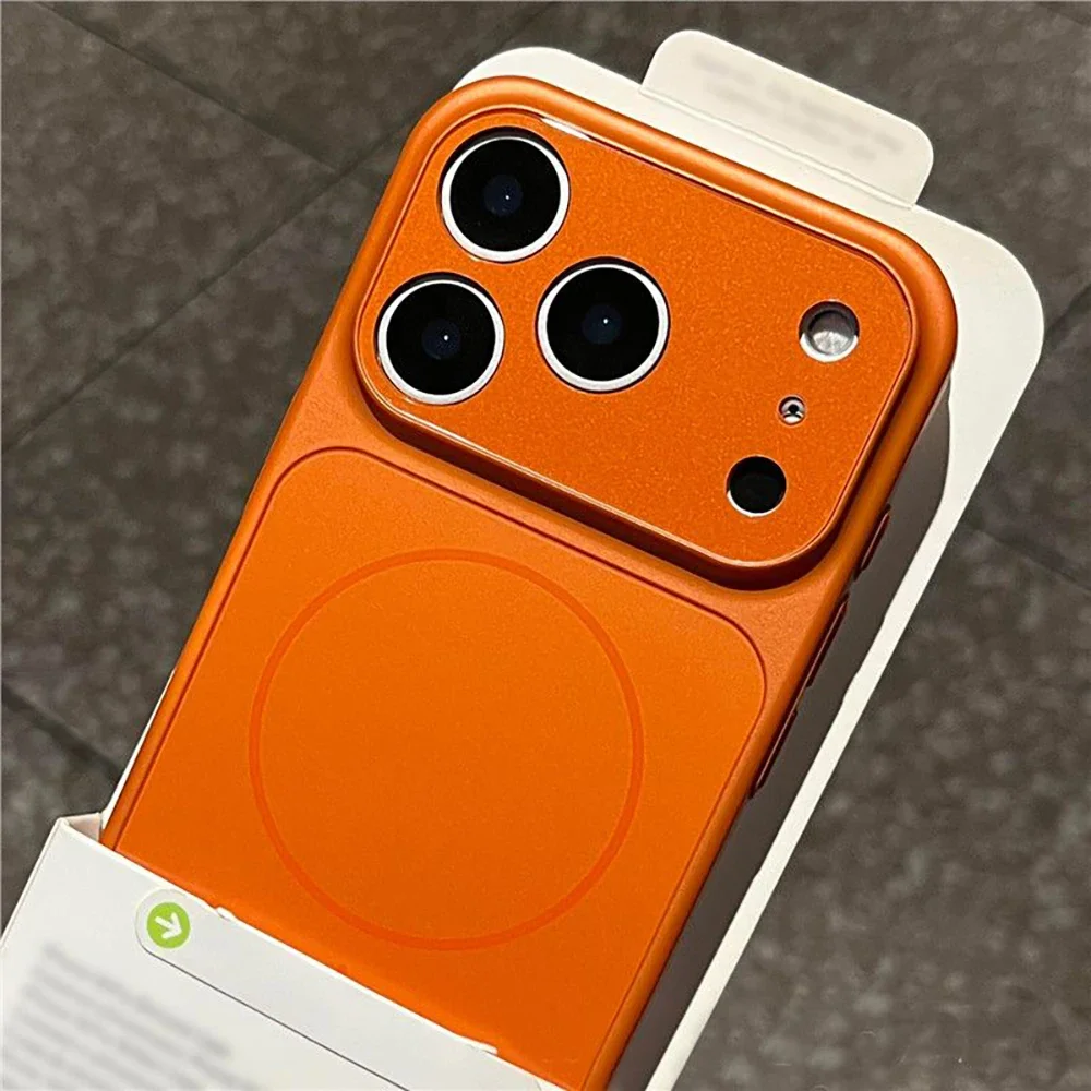 Capa Protetora Rígida De Policarbonato Eletrogalvanizado À Prova De Choque (laranja Para Iphone 14), Compatível Com A Função Magnética Magsafe.