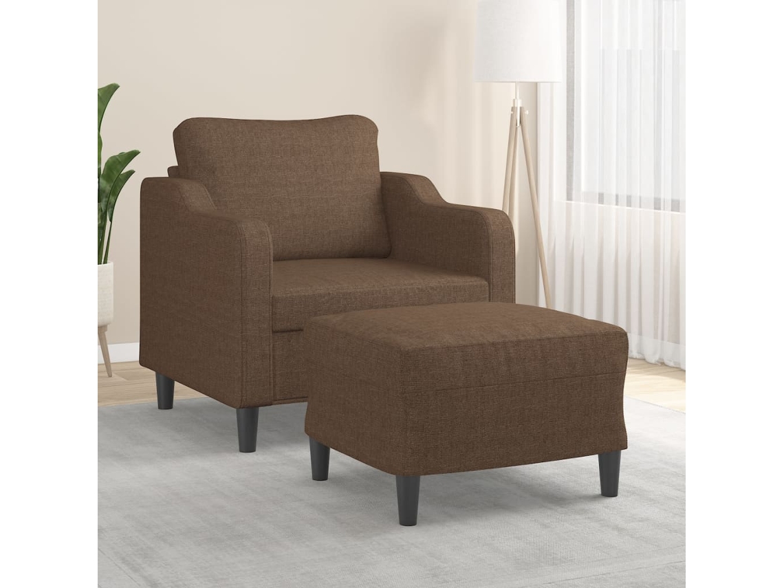 Poltrona de Sala - Cadeira de Descanso - Poltrona com Apoio de Pés 60 Cm Tecido Castanho HARLANV1