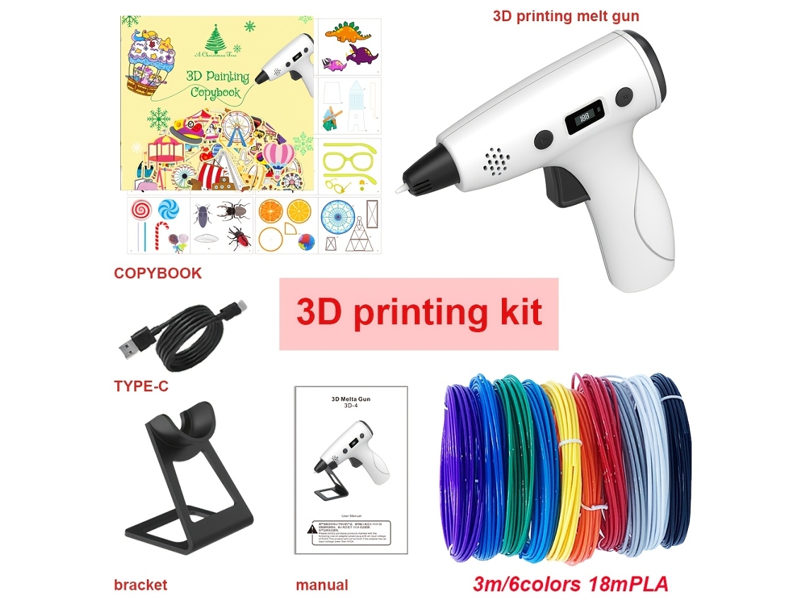Pistola Cola Quente 3d Nova, Controle de Circulação 3 Estágios Ecrã Lcd, Casa de Bricolage Adaptável. STELASPLEN
