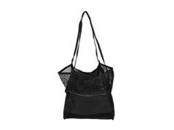 Bolsa de Praia Malha Feminina Oxford Cloth Leve Plegável para Viagem Piscina Preta