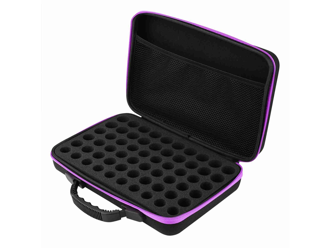 Estojo para óleos essenciais de casca dura, capacidade para 60 frascos 5ml/10ml/15ml, roxo S/MARCA