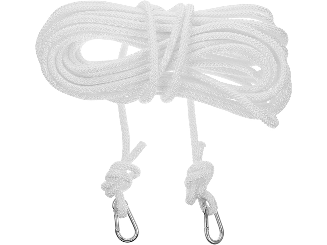 Varal de Nylon Trançado 10 M com Ganchos Metal, Branco, Corda Resistente a Rasgos para CHABERLU