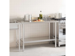 Vidaxl Mesa Cozinha Rebordo Antissalpicos 120x60x93 Cm Aço Inoxidável