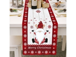 Tapete de mesa de Natal com duende listrado de algodão e linho S/MARCA