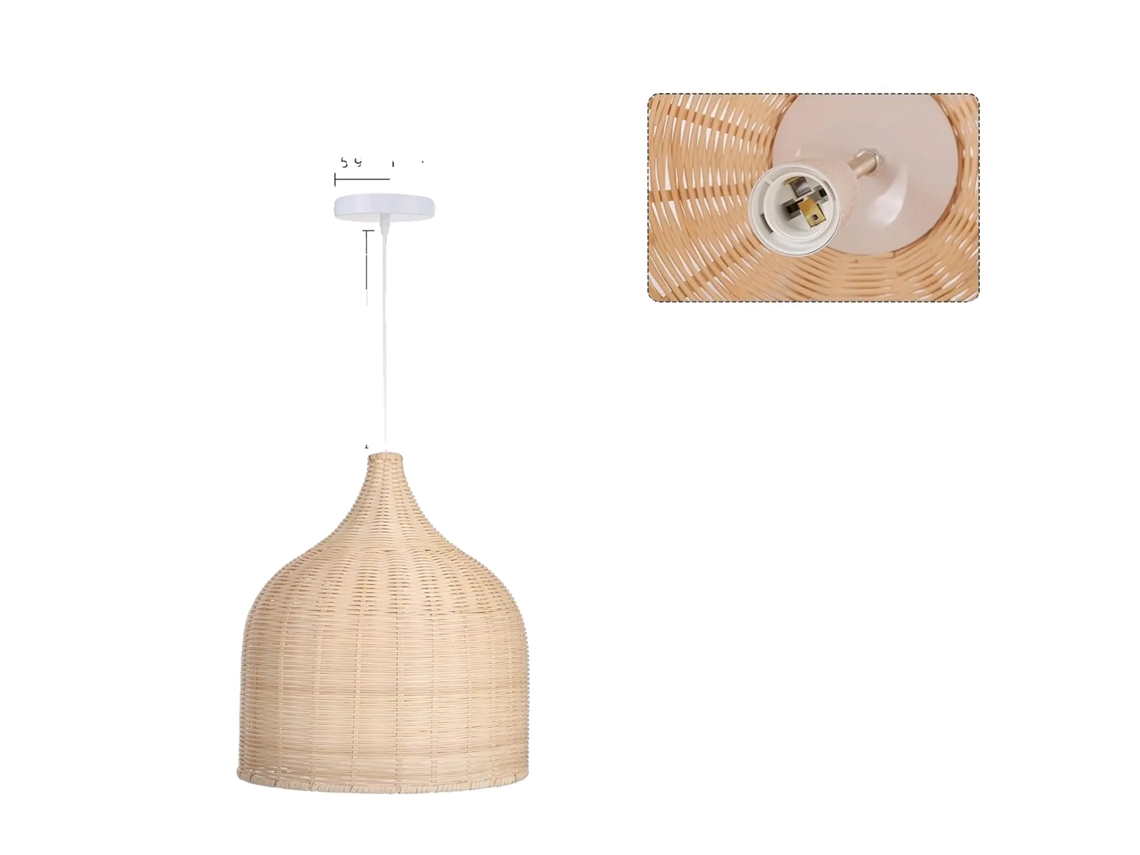 Luminária Pendente, Design Em Rattan Feita à Mão, Compatível Com Dimerização, 35cm, 1pcs Sem Lâmpada Oem (e27)