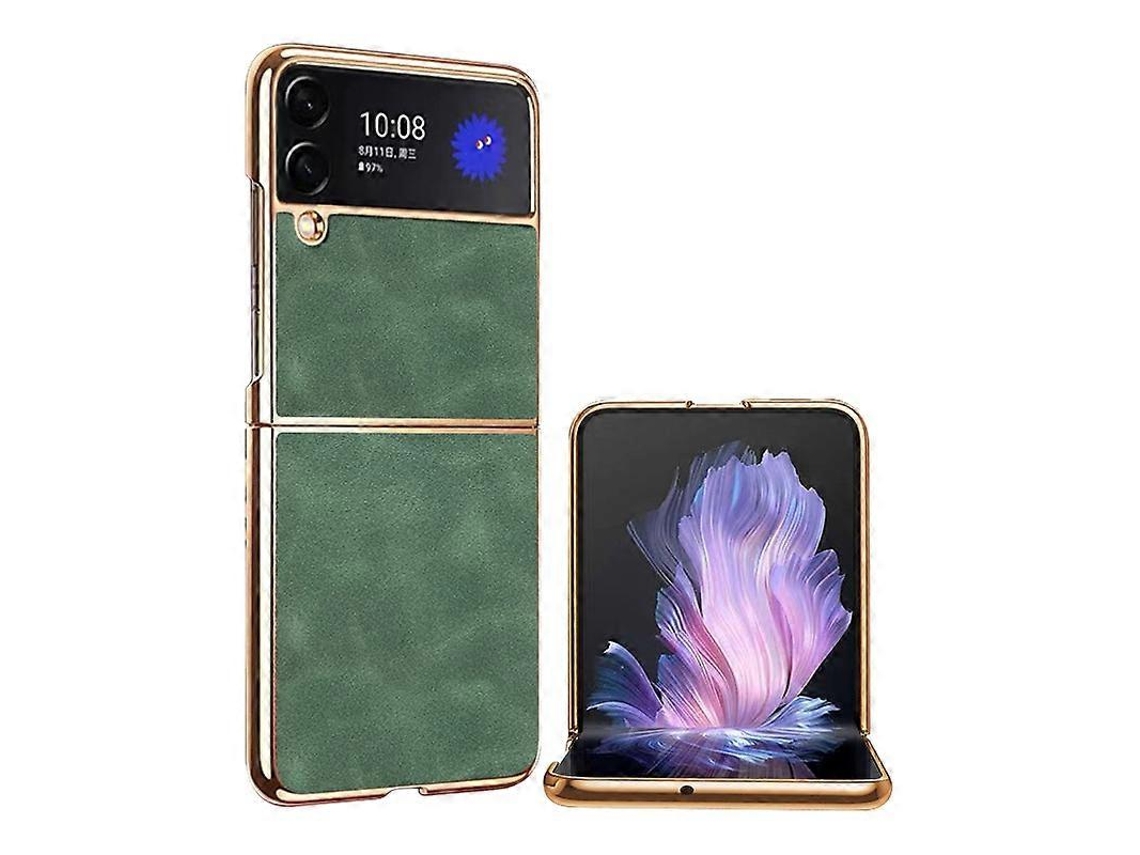 Capa Dobrável Para Celular Samsung Galaxy Z Flip3 Em Pele De Cordeiro Eletrogalvanizada
