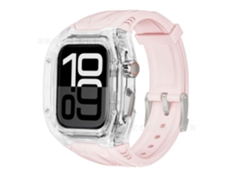 Bracelete Para Apple Watch 9/8/7/6/5/4 Se 3/2/1 40mm/41mm, Caixa Transparente De Policarbonato De Peça Única Rosa Claro Panoona