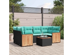 Conjunto de Jantar para Jardim com 7 Peças em Madeira de Acácia Maciça 150x200 cm VIDAXL