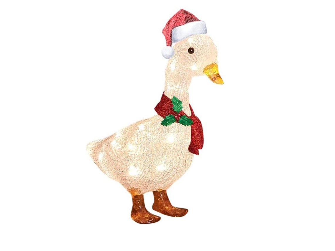 Pato De Luz De Natal De Metal Com Cachecol Para Decoração