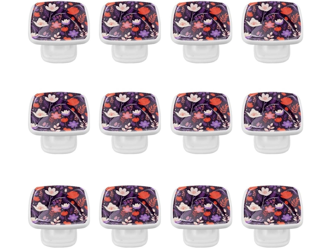 Puxadores E Maçanetas Quadradas Para Armários De Cozinha, Conjunto De 12 Peças, Com Um Lindo Design Floral De Margarida