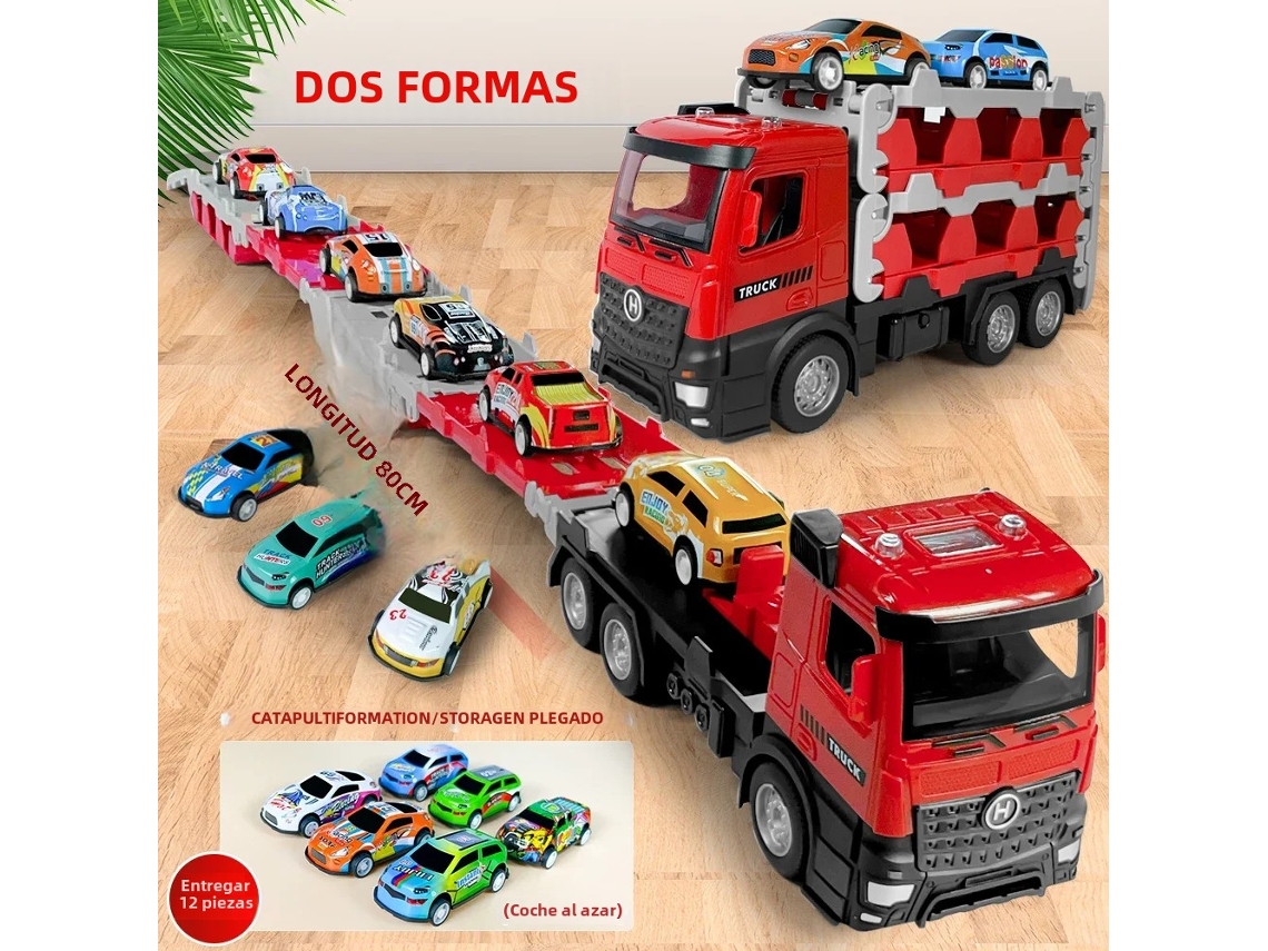 (vermelho) Caminhão De Transporte Dobrável Infantil Com Esteira, Brinquedo De Liga Metálica, Mini Carro De Metal Fundido