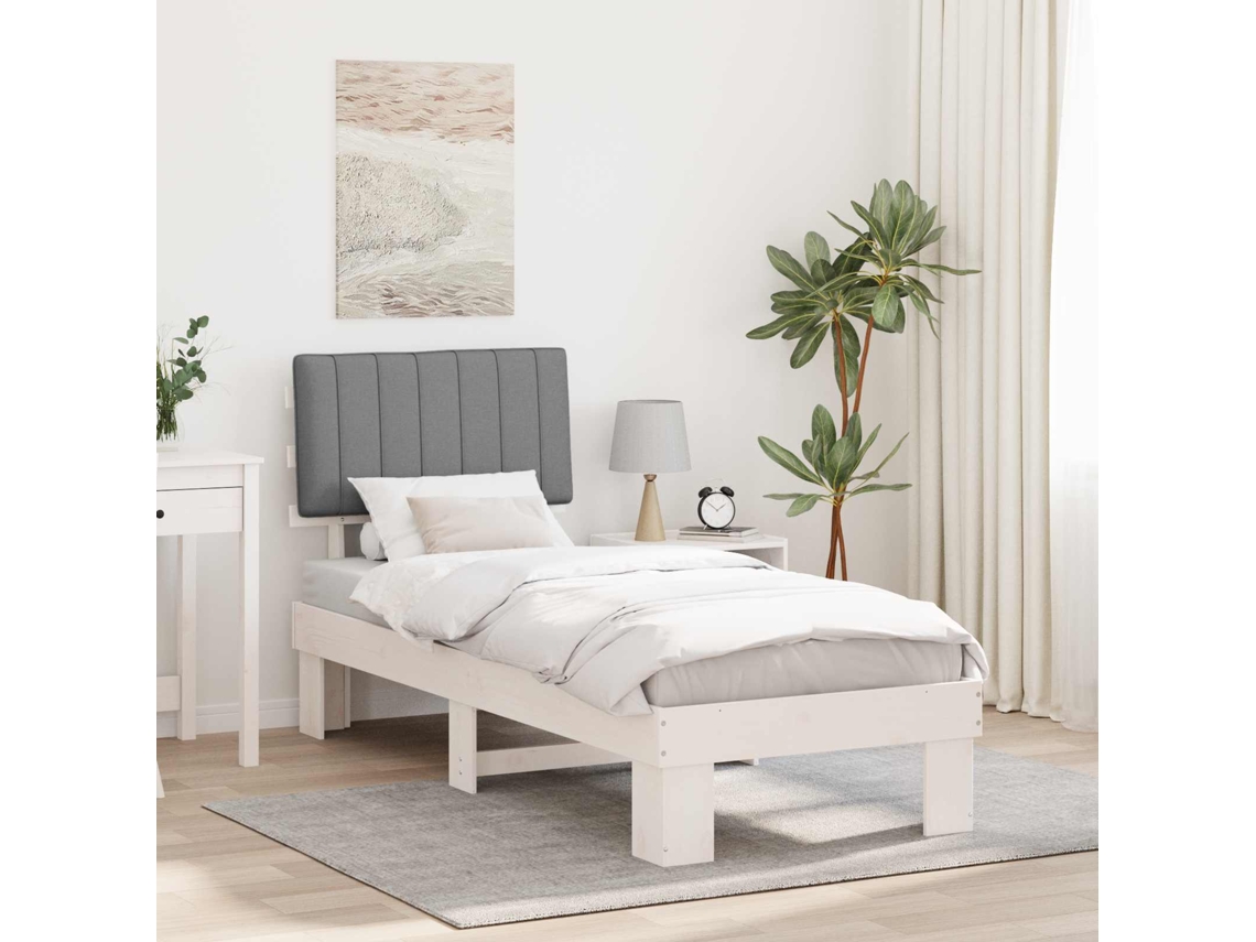 Vidaxl Estrutura de Cama com Cabeceira Estofada Cinzento claro