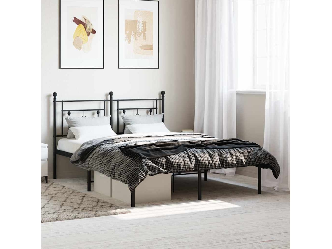 Vidaxl Estrutura De Cama Com Cabeceira 140x200 Cm Metal Preto