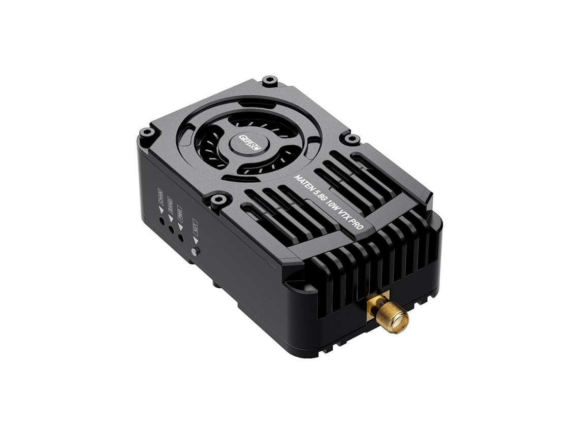 Transmissor Fpv Geprc Maten 5w 10w Vtx Pro Osd Irc Tramp de Alta Potência, Preto, 5,8 Ghz, com Ventoinha Integrada. MDUG