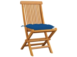 Maison Exclusive - Cadeiras De Jardim C/ Almofadões Azuis 4 Pcs Teca Maciça