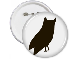 Broches Redondos Diythinker com Coruja Preta, Emblema Representativo, Botão Decorativo para Roupas, Presente,