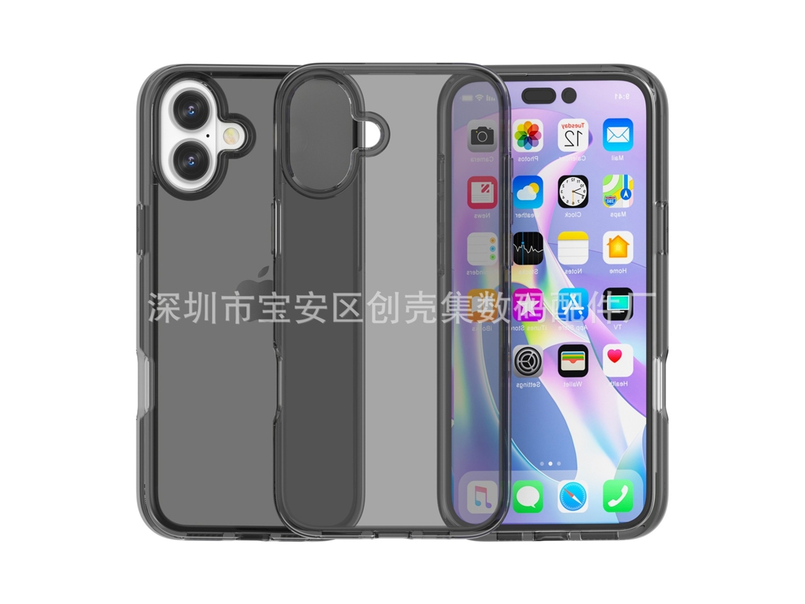 Capa Transparente Cinza Para Iphone 17 Com Furo Grande, Modelo Terminator, Brilhante E Resistente.