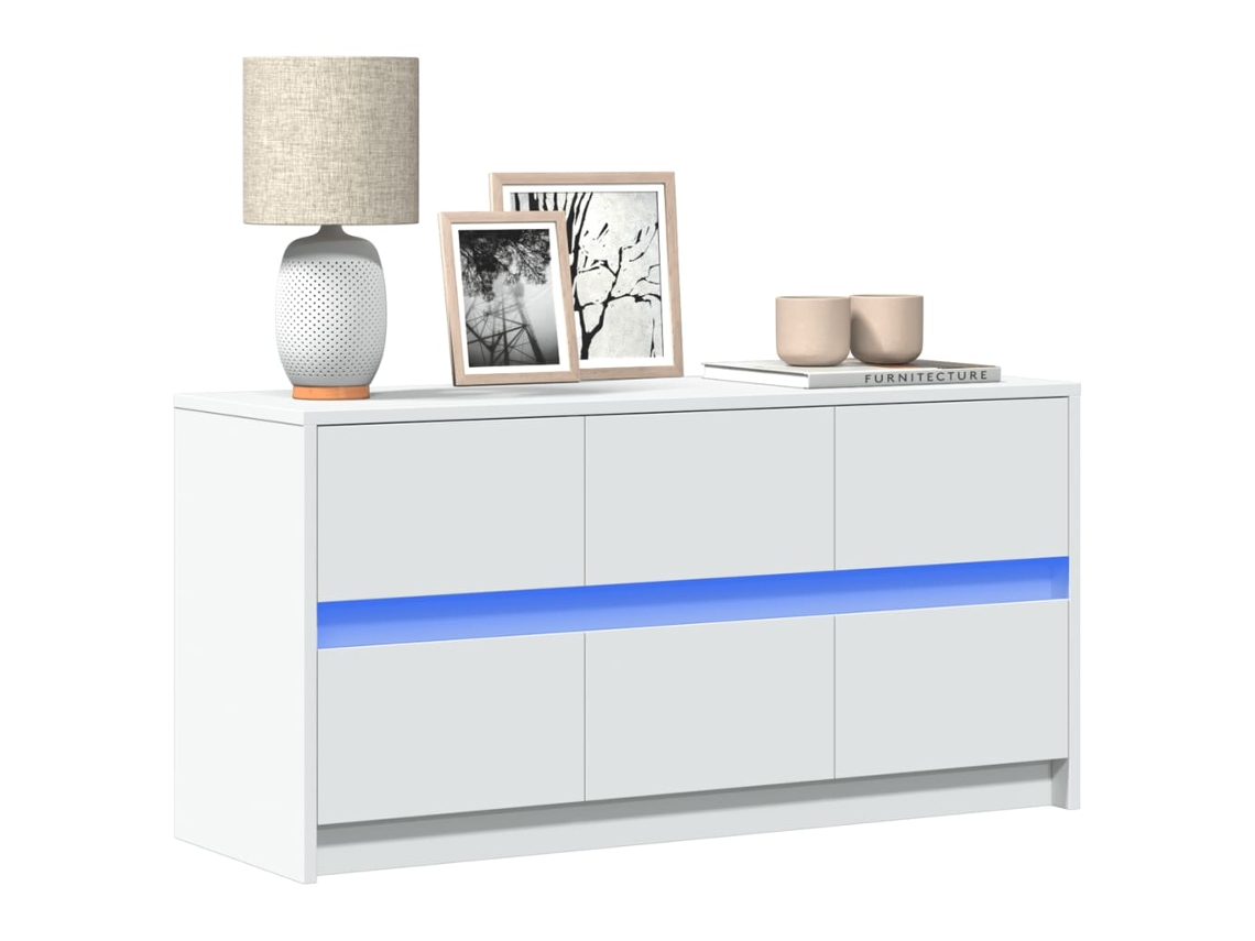 Vidaxl Móvel De Tv Com Luzes Led Derivados De Madeira Branco