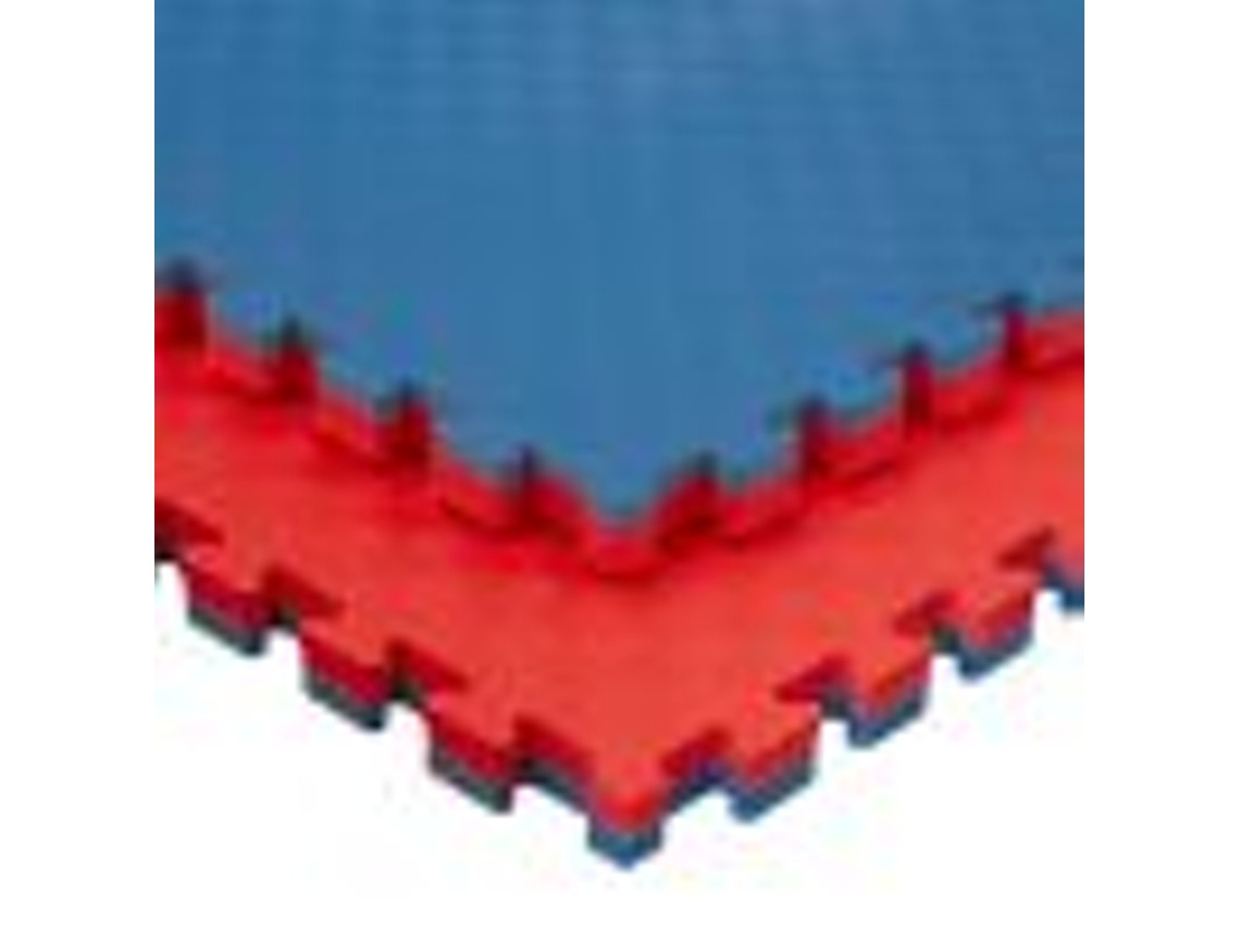 Tatami Puzzle 3 Peças 3M² Piso Tatami para Ginásio Ideal Artes Marciais 1M X 1M X 4Cm Reversível Vermelho/Azul JOWY