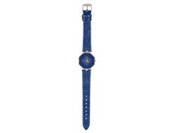 Relógio Feminino de Pulso Analógico com Mostrador Romboide, Quartzo, Strass e Pulseira Pu (azul)