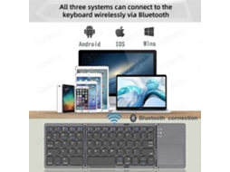 Teclado Bluetooth Portátil em couro PU, mini, sem fio para celulares, tablets e PCs TAISHENGDA
