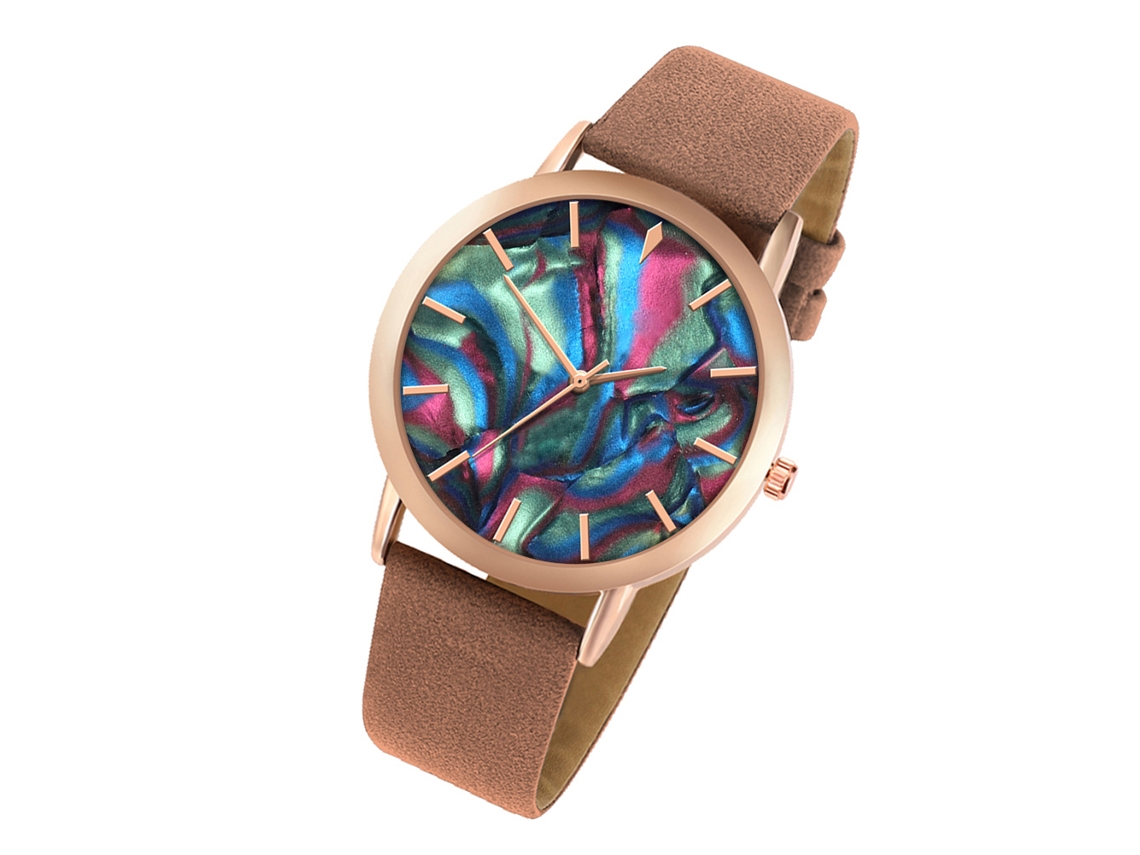 Relógio Casual Unisex de Quartzo com Pulseira Pu Estilo Moderno Presente (preto+marrom)